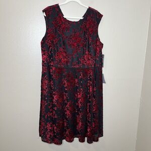 dress 18w Velvet Burnout Floral Whimsigoth Fit Flare Gothic Romantic sparkle plu